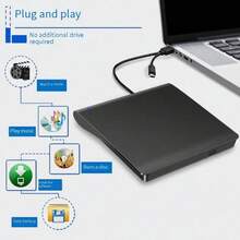 USB 外接 DVD 燒錄機,可攜式隨插即用外接光碟機,適用於筆記型電腦與桌上型電腦 - 查看 6