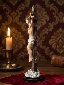 1pc Christian Home Decor Jesus Cross Figurine, Religious Desktop Ornament, Suitable For Prayer Corner, Catholic Bookshelf Decoration, Faith Inspiration Room Decor Gift - 1PC - View 4