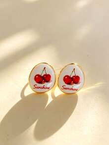 1 Pair Blue And White Porcelain Flower Stud Earrings For Women, Daily And Vacation Wear - FLOWER Earring - View 2