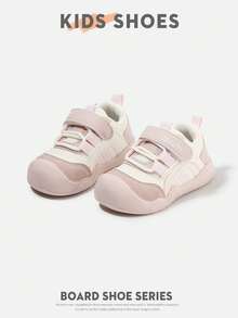 1雙幼兒嬰兒低筒圓頭平底運動鞋，編織繫帶設計，極簡溫柔風格，適合日常穿著、假日出遊、1歲生日穿搭等 [請根據實際cm內長選擇] - 粉色 - 查看 2