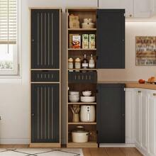 Kitchen Cabinet, 170 * 40 * 30 Cm, With 2 Doors And 1 Drawer, As Well As Adjustable Shelves For Flexible Storage. Suitable For The Kitchen, Dining Room Or Living Room. - Black - View 8