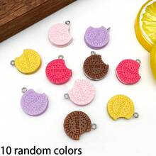10pcs Resin Cute Cookie Pendants Kawaii Sandwich Cookie Charms, For Bracelet Earring Jewelry Making - Random Color - Multicolor - View 11