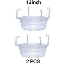 2/6pcs Transparent Round Plastic Hanging Baskets With Drip Tray, 6/8/10/12 Inch Hanging Plant Trays With Built-In Hooks And Water Catching Pans, Space-Saving Design For Indoor/Outdoor Home, Office, Cafe, Balcony - Hanging Flower Pot Tray - View 17