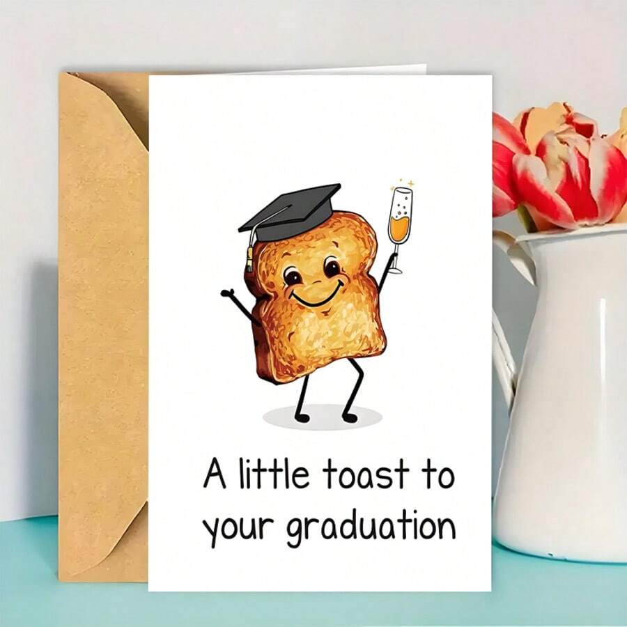 1PC-Graduation Blessing Card With Envelope "Cheers To Your Graduation", Congratulations Card, Graduation Gift Card, Ideal Graduation Gift For Anyone - A - View 1