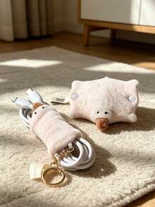 Cute Plush Platypus Data Cable Organizer, Earphone Cable Management, Charging Cable Storage With Keychain, Compact Multi-Functional Cable Organizer For Home, Suitable For Organizing Earphone Cables, Data Cables And Charging Cables. Also Can Be Used As Desktop Decoration, Spiral Design, Exquisite Craftsmanship, Home Essential. Family, Office, Travel Essential. Holiday Gift, Great Gift For Girls, Birthday Gift, Teacher's Day Gift, Back To School Essential, Daily Necessity - Multicolor - View 12