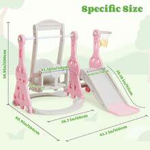 Toddler Slide And Swing Set 4 In 1 Baby Slide Climber Playse With Swing Slide Climber And Basketball Kids Slide And Swing Set Indoor Outdoor Backyard Baby Playground Toy For Toddlers (Blue) - 粉色 - 查看 4