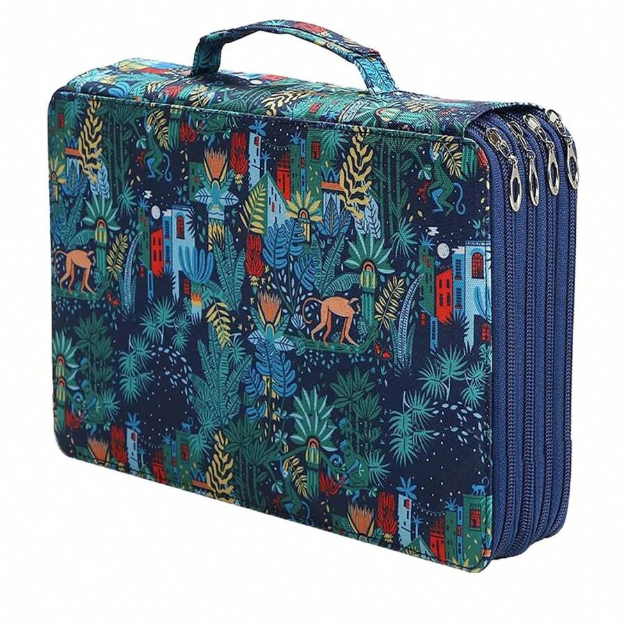 Pencil Cases Designed With A Variety Of Fun Patterns (Bees, Jungle Animals, Flowers, Etc.) - 120/200/252/300/480 Compartments, With Multiple Zippered Compartments, Can Organize Various Pens And Stationery Accessories, Portable And Lightweight Design. - 猴子 200 老虎機 - 查看 1