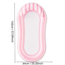 Pink & White Gradient Striped Mesh Inflatable Pool Float Vacation Water Lounge - Pink - View 7