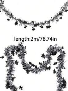 1/2/5Pcs Black Silver Glitter Bat Garland, Halloween Themed Baby Gender Reveal Party Decor, Newborn Baptism & 1st Birthday Wall Hanging Ornament - Multicolor - View 4