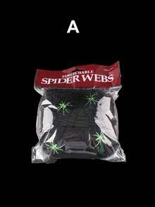 1pc Halloween Stretchable Spider Web, 5 Styles Super Elastic Realistic Spider Web With Spiders, Suitable For Indoor And Outdoor Haunted House Party Decoration - Halloween Spider Web Set - View 14