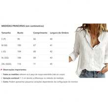 Women's Cotton Linen Blouse With Long Sleeves, Plus Size - Marrón 1 - Ver 5