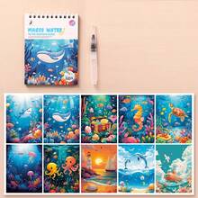 Children's Water Painting Book, Reusable Doodle Book With Water, Educational Magic Drawing Book For Kindergarten Students Back To School - Multicolor - View 8