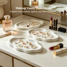 3pcs Cloud-Shaped Jewelry Trays, Asymmetrical Jewelry And Key Storage Boxes, Aesthetic Cosmetic Storage Boxes, Suitable For Bedroom/Bathroom, Cute Easy Decor Storage Trays, Jewelry Storage Trays - Multicolor - View 7