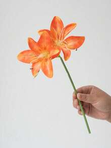 12英吋人造百合花附綠色花莖，逼真仿真百合花頭，假百合花藝裝飾，DIY婚禮新娘禮物，生日派對用品，手持花束，秋季感恩節豐收季，萬聖節家居裝飾，臥室配件，聖誕節 - 彩色 - 查看 12