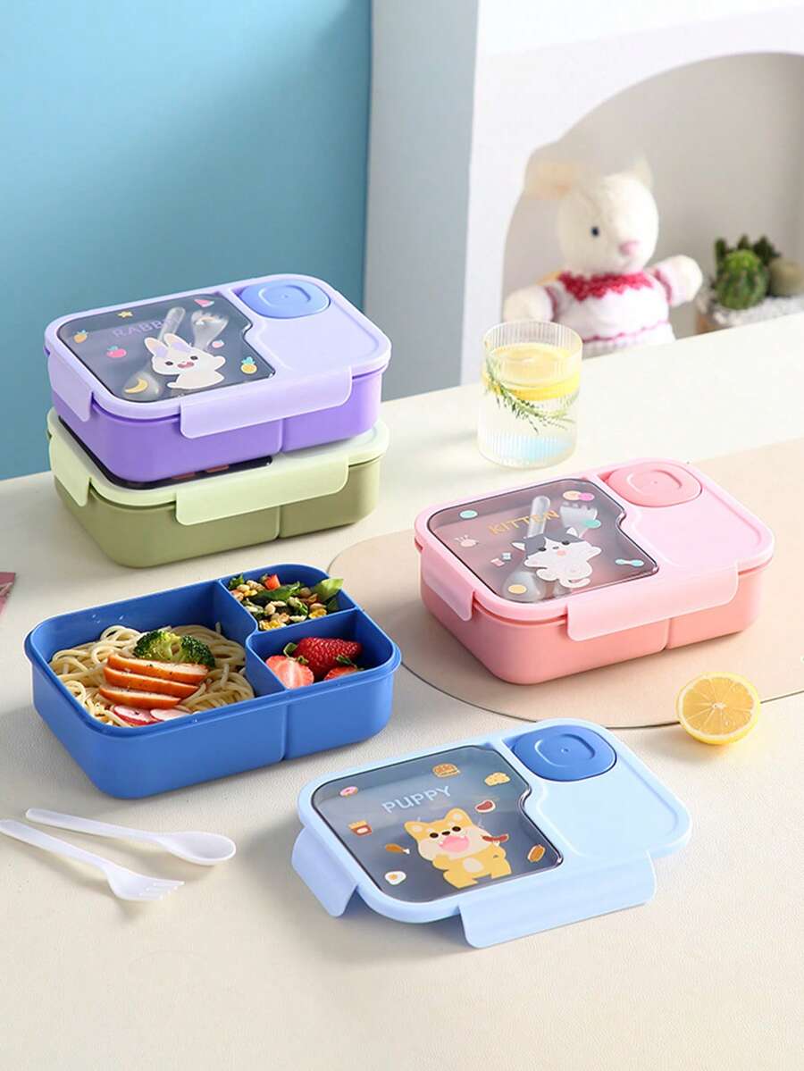1 pièce Boîte à lunch de dessin animé, convient pour le pain, les fruits, les légumes ou la salade/dessert, la trempette, idéal pour les travailleurs de bureau, la cafétéria, l'école, le camping, le pique-nique, la plage, la boîte à lunch - Multicolore - Voir 1