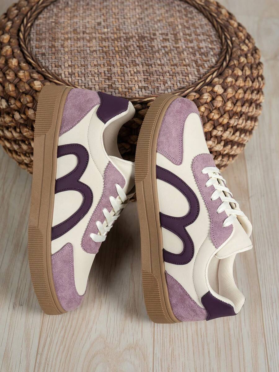 1 Pair Women's Multi-Function Spring/Autumn New Fashion Casual Shoes Flat Lace-Up Round Toe Rubber Sole Skate Shoes Black White Brown Leopard Khaki Colorblock Daily Wear Shoes Casual Shoes Size 36-42 Fashion Training Shoes All Season Wear