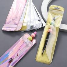 50入/組 2.16x8.66英吋全息鉛筆收納袋，筆包裝袋，可重複使用防異味密封袋，適用於派對禮品收納、化妝品、珠寶與筆包裝 - 彩色 - 查看 5