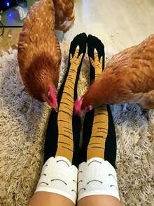Plus Size Women Chicken Leg Socks, Cute Chicken Claw Knit Over-The-Knee Socks, Stretchy Cartoon Animal Socks, Washable Fun Socks, Gift For Friends - Multicolor - View 5