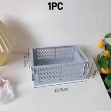 1/2件裝可折疊塑膠收納籃,彩色可堆疊桌面收納箱,適用文具、零食、廚房、臥室、辦公室、教室與居家收納 - 彩色 - 查看 15