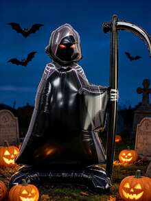 1PC 62 Inch Halloween Standing Scythe Grim Reaper Foil Balloon, Halloween Decoration, Graduation Party Decor, Party Photography Prop And Back To School Supplies - 1 PC Standing Death Aluminum Foil Balloon - View 4