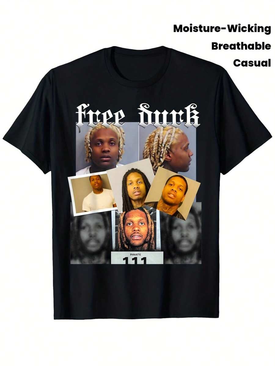 Camiseta de Hip Hop Rap Trap SMURK DURK para Hombre - Camiseta de Algodón Suave y Transpirable con Estampado Trasero de SMURK DURK, Cuello Redondo que Absorbe la Humedad, Adecuada para Event - Negro - Ver 1