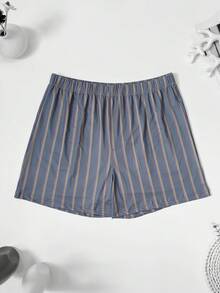 4pcs Men's Striped Print Pattern Plus Size Alro Pants Summer Thin Breathable Casual Comfortable Home Sleep Shorts Elastic Loose Fit Multi-Color Combination Set - Multicolor - View 5