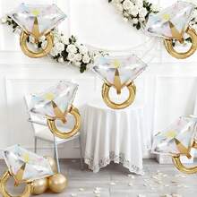 1/3/5pcs Rhinestone Engagement Ring Shaped Aluminum Foil Balloons, Suitable For Wedding, Engagement, Bridal Shower Party Supplies - Diamond Ring - View 1