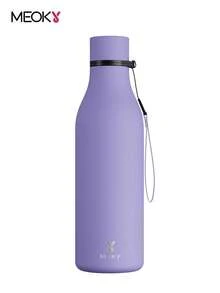 Meoky 17oz/500ml 磨砂運動水壺附手提帶 – 可樂造型不鏽鋼水瓶，柔軟觸感橡膠塗層，防漏雙層保溫，12小時保冷，適合健身、旅行、學校及戶外使用 - 紫色 - 查看 1