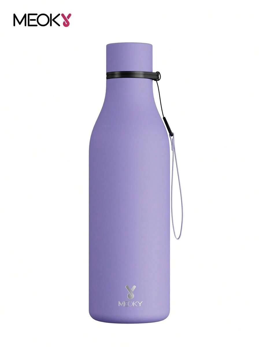 Meoky 17oz/500ml 磨砂運動水壺附手提帶 – 可樂造型不鏽鋼水瓶,柔軟觸感橡膠塗層,防漏雙層保溫,12小時保冷,適合健身、旅行、學校及戶外使用 - 紫色 - 查看 1