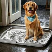 Large Size Dog Potty Tray With Removable Pee Post, Grid Mesh Anti-Leak Indoor Puppy Training Toilet, Anti-Splash Pet Pee Pad Holder For Medium Large Dogs House Training - View 2