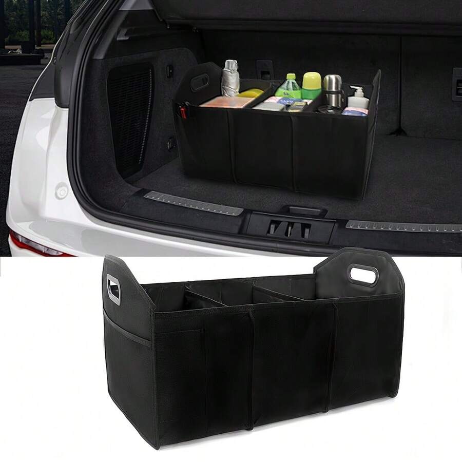 Organizador de maletero para coche, caja de almacenamiento plegable para coche con bolsillos, organizador de carga de tela Oxford impermeable, accesorio universal para coche.