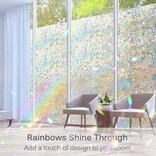Window Privacy Film, 3D Decorative Rainbow Window Clings, Stained Glass Window Decals, Static Cling Window Sticker Non-Adhesive - 1PC - View 4