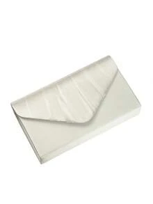Helyda Ivory High-End Satin Fabric Women's Flap Clutch Bag Evening Bag Envelope Bag, Featuring Pleated Design, Clutch/Handbag/Shoulder Bag/Crossbody Bag, Suitable For Weddings/Parties/Balls/Evening Events And Other Gatherings. - Ivory - View 8
