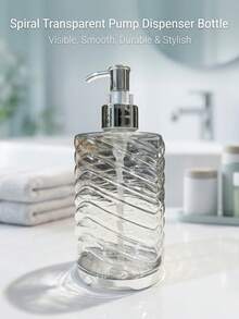Dispenser Sabun Mandi Hotel 500ML, Botol Kosong Isi Ulang untuk Sabun Mandi & Sampo, Dispenser Sabun Kamar Mandi - Pola spiral transparan - View 6
