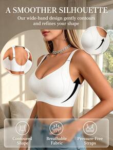 Temptuelle Women's Seamless Bra - Adjustable Straps, Wire-Free Support, Suitable For Daily Wear, Ultra Soft And Breathable Fabric - White - View 9
