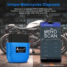 Escáner de coche inalámbrico Bluetooth 12V, escáner 2EN1 para motocicleta y escáner EOBD OBD2 para coche, adaptador OBDII para comprobar fallos del motor, herramienta de escaneo para iOS, Android & Windows, restablecimiento del servicio del motor para motocicletas BMW/Ducati/KT-M/Benelli/Triumph - Escáner BT - Ver 10