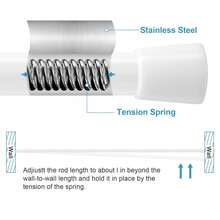 No Drill Telescopic Tension Curtain Rod – Adjustable Pole For Shower, Kitchen Cupboard, Bathroom Window - White, 55-90cm - View 4