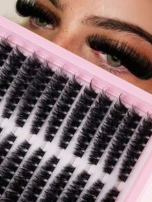 LIMEIKAI 192pcs Wispy Natural Eyelash Clusters, Natural Cat Eye Manga Style, Mixed Lengths,Dense And Reusable, Perfect For Beginners For Home Use, Suitable For Proms, Daily Parties, And Manga Big Eye Looks - CC - View 2