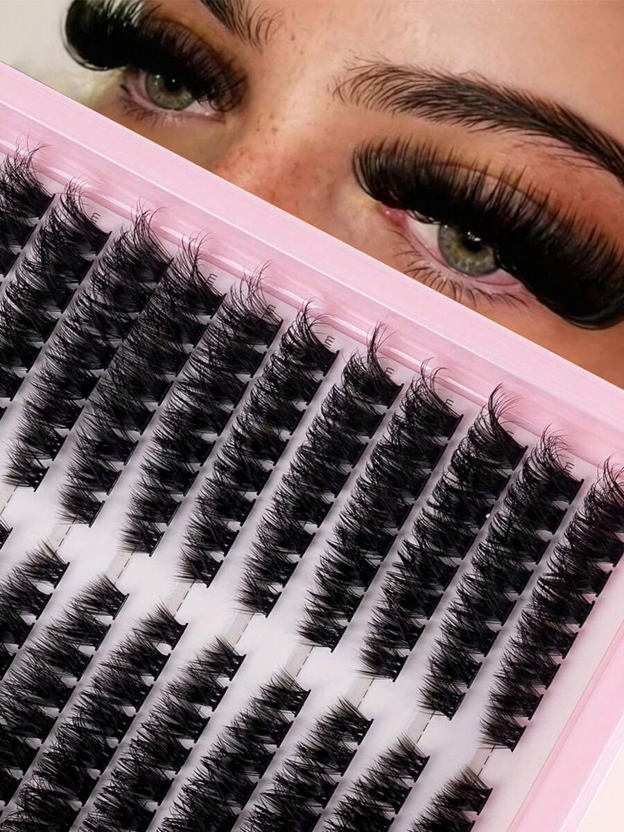 LIMEIKAI 192pcs Wispy Natural Eyelash Clusters, Natural Cat Eye Manga Style, Mixed Lengths,Dense And Reusable, Perfect For Beginners For Home Use, Suitable For Proms, Daily Parties, And Manga Big Eye Looks