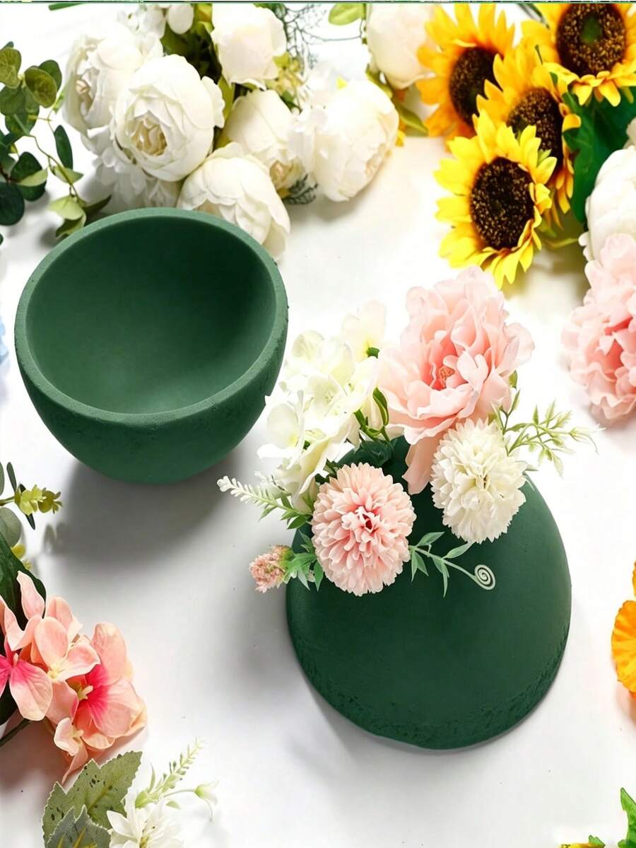 1/2 Stück Blumensteckschaum Halbkugel, grüner halbkreisförmiger Nass-/Trocken-Blumensteckschaum, geeignet für frische oder künstliche Blumenarrangements, Floristen-Handarbeitsbedarf, Hochzeit, Geburtstag, Heimdekoration