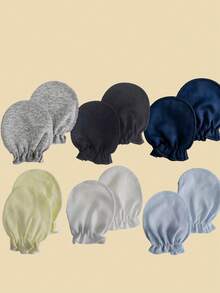 6 Pairs Pairs Solid Color Newborn Baby Mittens,Solid Color All Season Anti-Scratch Infant Accessories, Scratch-Proof, Soft And Comfortable - Multicolor - View 24