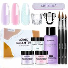 LIMEGIRL Acrylic Nail Art Set, Acrylic Liquid Set, Nail Crystal Powder, 3/5pcs Nail Brushes, Suitable For Acrylic Nail Extension And Carving. Suitable For Home Salon And DIY. - Multicolor - View 9