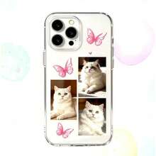 1pc TPU Space Puff Case DIY Customized Font Phone Case, Name Phone Case, Eternal Phone Case, Heart Phone Case, Autumn/Winter Phone Case, TPU Protective Cover, Halloween, Christmas, Anniversary Gift, Valentine's Day Gift, Birthday Gift, Wedding Gift, Mother's Day, Father's Day, Best Friend Gift, Gift For Mom/Dad, Gift For Boyfriend/Girlfriend, Compatible With Apple 17 16 ProMax/16 Pro/16 Plus/16/15 ProMax - Clear - View 3