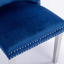 Set Of 2 65 Cm Dining Chairs In Velvet For Kitchen And Dining Room - 藍色 - 查看 11