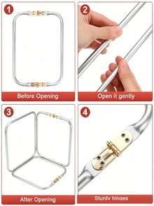 1pc High-Quality Sturdy Durable Rectangular Aluminum Bag Frame, Multiple Sizes Available, Rectangular Lock Frame With Kiss Lock, Adjustable Spring Mechanism And Easy Clip Design, Perfect For Making Crochet Knitted Handbags, Knitted Goods, Shoulder Bags, Tote Bags, Craft Bags, Evening Bags, Leather, Faux Leather, Denim And Canvas Material Handbags, Ideal Tool For DIY Handbag Handle Making And Repair - Double Team - View 6