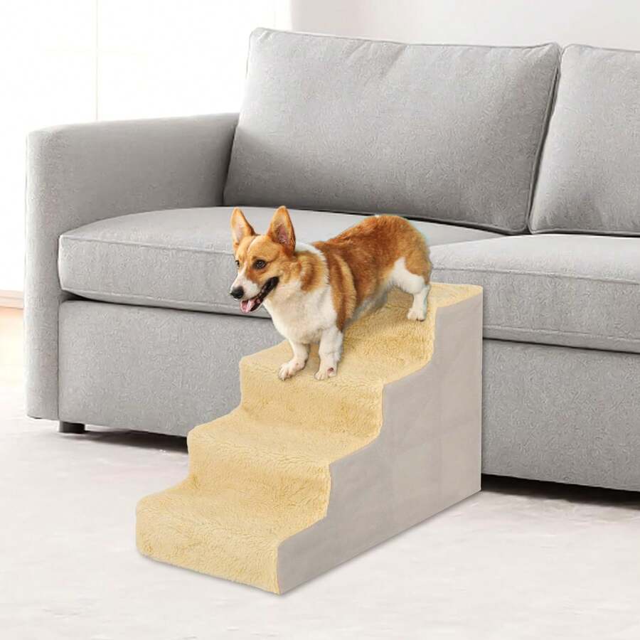 Pet Stairs Anti-Slip Dog Steps – With Removable Washable Cover, Sturdy Steps For Small Or Elder Pets, For Bed, Sofa. - Yellow L - 查看 1