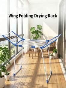 1PC Expandable Clothes Drying Rack,Foldable Clothes Drying Rack, Multifunctional Floor-standing Drying Rack,Large Capacity Airer for Indoor/Outdoor,Winged Laundry Drying Rack, Collapsible & Portable, Space Saving Cloth - 查看 5