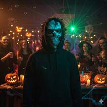 1 pieza Máscara de calavera 3D realista - Adecuada para fiestas - Diadema elástica y transpirable - Máscara de malla cómoda, accesorio de disfraz de Halloween, diseño con tema de terror, opción ideal para eventos de Halloween y cosplay - Multicolor - Ver 3