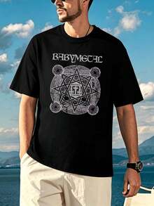 Schwarzes Herren-T-Shirt Im Metal-Stil Mit GrafikprI Nt, 100 % Baumwolle, Rundhalsausschnitt, Bequeme Passform, Auff?Lliger Aufdruck - Black - View 2
