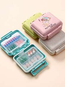 迷你 6 格便攜藥盒，收納盒，旅行藥盒，印有「My Pill Box」和藥丸圖案，6 格小藥盒，密封包裝收納盒，6 天週用藥盒，旅行必備藥盒，日常維生素藥盒，口袋藥盒收納盒，精緻收納盒，居家必備，旅行必備 - 彩色 - 查看 7